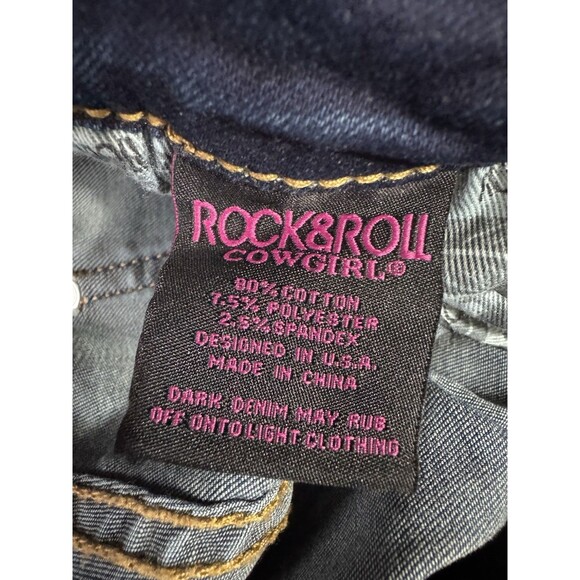 Rock & Roll Cowgirl Jeans Riding 26x34 Mid-Wash GUC Classic Boho Western - Picture 3 of 6